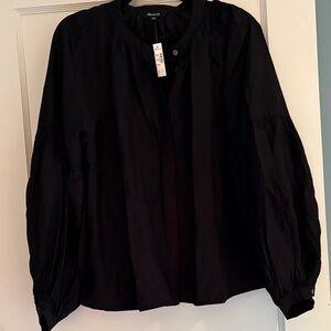 NWT Madewell Shirred Balloon Sleeve Top in Black